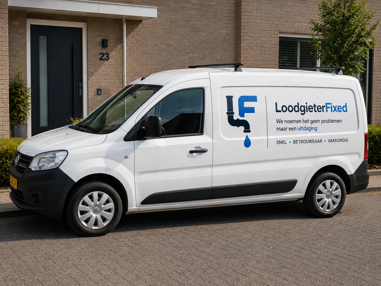 Werkbus van LoodgieterFixed voor een woning